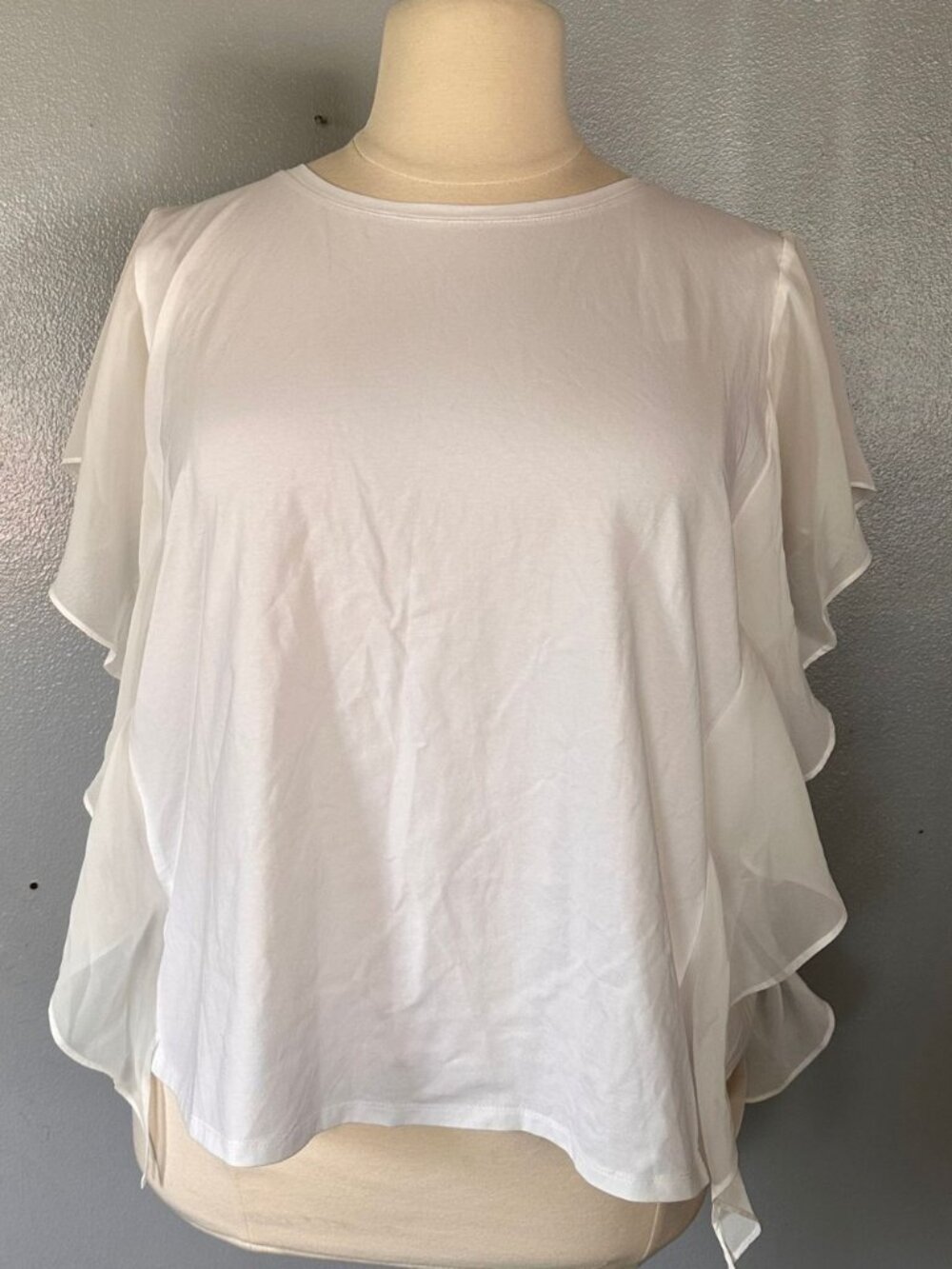 Eloquii White Flutter Sleeve Top 26/28
